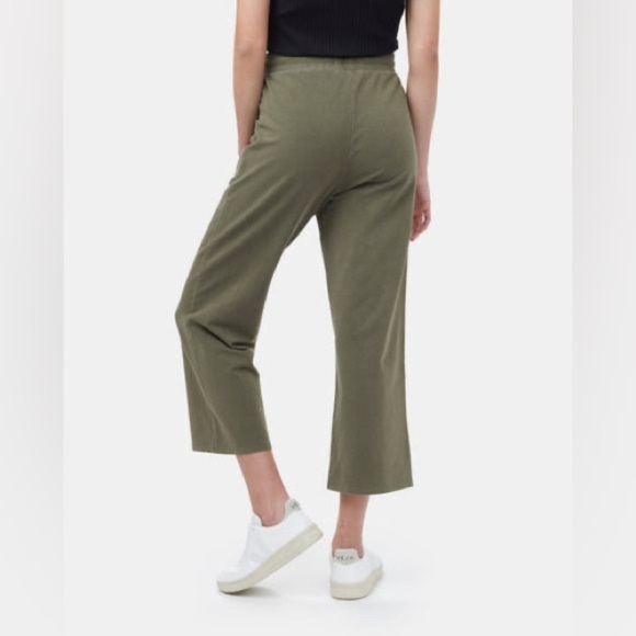 Ten Tree French Terry Cropped Wide Leg Sweatpant Olive Green - Picture 4 of 11